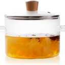 Glass Pots for Cooking on Stove, 1.8L/60 OZ Clear Simmer Pot Potpourri, Glass saucepan with Lid, Cookware for Stovetop