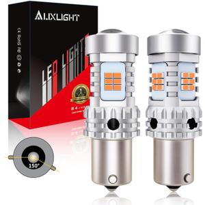 AUXLIGHT 7507 1156(150) BAU15S LED Bulbs Extremely Bright PY21W 12496 7507AST 2641A Canbus Error Free Replacement for Turn Signal Lights, 2200K Amber Yellow (Pack of 2)