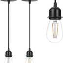 2 Pack Vintage Pendant Light Kit, Farmhouse E27 Base Industrial Lamp Lantern Socket Canopy Kit Cord Holder, DIY Hanging Light Ceiling Lighting Fixture for Kitchen Island Corridor Bar Cafe