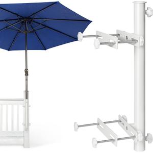 Heavy Duty 304 Stainless Steel Patio Umbrella Holder,Deck Umbrella Holder,for Outdoor Fixed Deck Railing Post(Range/3in-6in) Umbrella Deck Mount(Post, White), Onesize