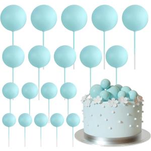ASTARON 20 Pcs Ball Cake Topper Decorations Mini Balloons Cake Topper Sticks Light Blue Balls Cake Picks Cake Topper Balls Cake Decorations for Wedding Birthday Cake Decorations