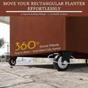 36 Inch Corten Steel Planter Box with Wheels, Tall Outdoor Rolling Planter with Drainage & Removable Shelf, Large Rectangular Weathering Steel Planter for Patio, Porch, Balcony & Garden