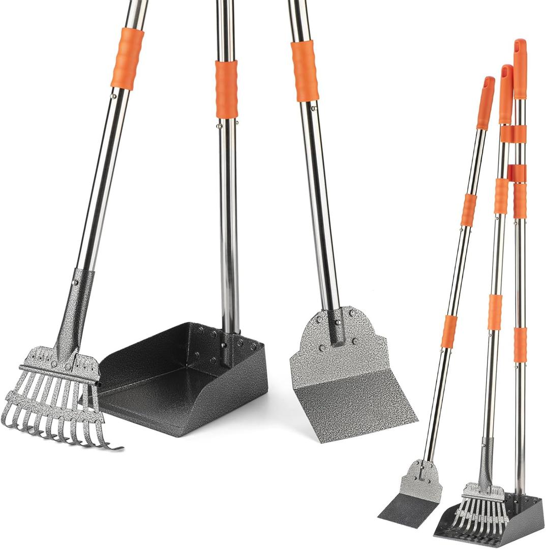 TIMINGILA Pooper Scooper Dog Pooper Scooper Long Handle Stainless Metal Tray Rake Spade Set for Large Medium Small Dogs Easy to Clean Pet Waste Use for Yard, Grass, Dirt or Gravel - Pet Supplies TIMINGILA Pooper Scooper Dog Pooper Scooper Long Handle Stainless Metal Tray Rake Spade Set for Large Medium Small Dogs Easy to Clean Pet Waste Use for Yard, Grass, Dirt or Gravel - Pet Supplies