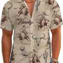 DFZ Funny Hawaiian Shirts for Men Summer Beach Short Sleeve Button Down Shirt Theme Party Shirt (Brown, XXXL)