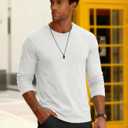 MAGCOMSEN Mens Long Sleeve Tee Shirts Lightweight Moisture Wicking Casual Comfort Crewneck Plain Long Sleeve Shirts (White, XXL)