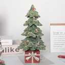 LALALANHOME Christmas Tree Tabletop Decorations Resin Christmas Tree Sign Winter Snow Ornament Tabletop Resin Tree Xmas Centerpiece Decoration for Indoor Home Office Holiday
