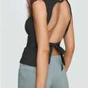 SOLY HUX Women's Tie Backless Tank Top Crew Neck Sleeveless Y2k Party Club Tops (Black, L)