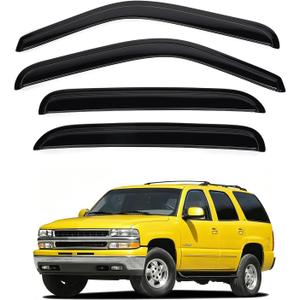 Tahoe Rain Guards - Window Visors for 2000-2006 Chevrolet Tahoe & GMC Yukon SLT SLE Denali/2002-2006 Cadillac Escalade, Out-Channel Side Window Rain Guards for Tahoe Accessories, 4PCS, Black