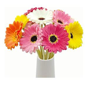 15 Pcs Artificial Gerbera Daisies Flowers Fake Daisy Real Touch PU Faux Flowers Bouquet for Indoor Home Arrangements Vase Wedding Party Table Centerpiece DIY Floral Decor