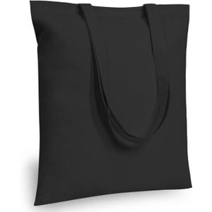 TOPDesign 6-Pack Economical 16"x15" Black Cotton Tote Bag, Lightweight Medium Reusable Grocery Shopping Cloth Bags, Suitable for DIY, Advertising, Promotion, Gift, Activity