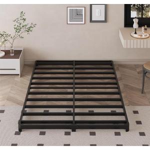 Likelalaso 3 inch Low Full Size Bed Frame with Rounded Corner, Heavy Duty Metal, Easy Assembly, Noise Free, Black