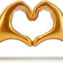 FANTESTICRYAN Medium Heart Hands Statues Gold Hand Love Sculpture Decorative Home Decor Ornaments for Living Room, Wedding, Bedroom, Office Desktop, Cabinets, Bookshelf (Medium Yellow Gold)