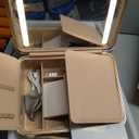 Mocado Travel Makeup Case with Lighted Mirror, Makeup Box with 8 Makeup Brushes and 10x Magnifying Mirror, Cosmetic Case Adjustable Brightness Makeup Train Case with Makeup Brushes Divider(Pink)