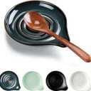 HaWare Spoon Rest for Stove Top, 5.1" Ceramic Spoon Holder for Kitchen Utensils, Coffee Spoons, Spatula, Heat-Resistant Cooking Utensil Rest for Kitchen Counter Decor, Ink Blue