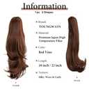 Clip in Ponytail Extension 18 Inch Pony Tails Hair Extensions for Women Long Straight Curly Tail Ponytail Hair piece Synthetic Fake Versatile Pony (Red Vino)