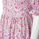 Christmas Pink Floral Dress Costume Women's Cosplay Party Lady Outfit Classical Movies Short Sleeve Fancy Dress Suit (XL)