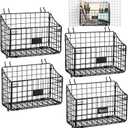 4 Pcs Peg Board Bins and Baskets Peg Board Organizer Pegboard Accessories Pegboard Baskets for Workshop Organization Craft Room Laundry Garage Metal Wire Organizer for Various Tools (Large)