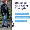 Drive Medical Rollator Walker with Seat - Stable Mobility Support - Height Adjustable - Durable Steel Frame Construction - Smooth 7.5" Wheels - Foldable - 350 Lb Limit - Blue