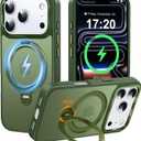 360° Spin Magnetic Stander for iPhone 17 pro max Case [Compatible with Magnetic] [Built-in Kickstand] Mil-Grade Protective, Matte Non-Slip for iPhone 17 pro max Phone Case(Green)