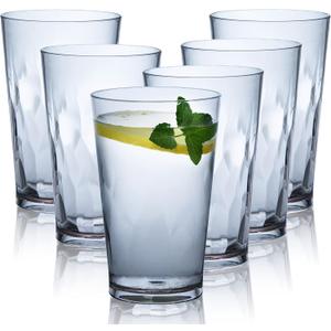 JGIRL unbreakable Plastic Drinking Glasses [Set of 6] Shatterproof Drinking Cups, reusable Drinking Tumblers, Plastic glass cup, Drinking cup, Dishwasher Safe (white)