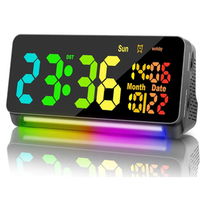 120db Super Loud Alarm Clocks for Heavy Sleepers adults , 15 Wake Up Sounds Alarm Clock for Heavy sleepers , 7 Color Night Light, Dynamic RGB Color , 0-100% Dimmer, Snooze, DST , Large LED Display