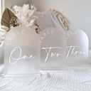 JINMURY Frosted Arch Wedding Table Numbers 1-10 with Stands, 5x7 Inch Frosted Arch Acrylic Sign with White Letters, Arched Acrylic Table Numbers for Wedding Reception (Table Number 1-10, 5"x7", Frosted White Font)