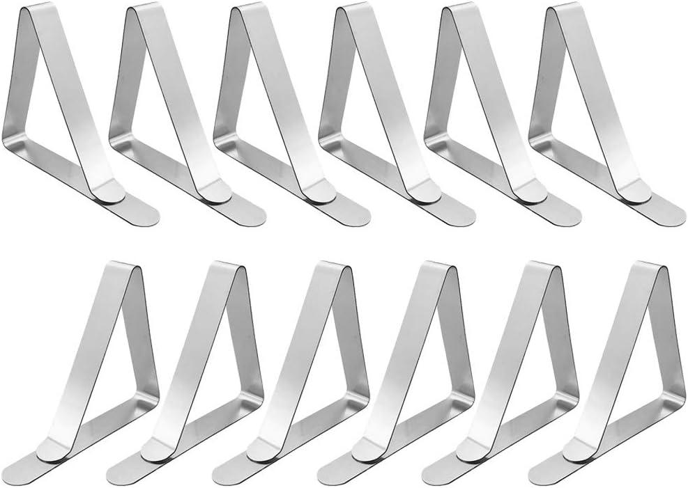 Tablecloth Clips Large Picnic Table Clips for 1.7-2.5" Thickness Picnic Table Cloth Holders Stainless Steel Table Cover Clips Clamps - 12 Pack