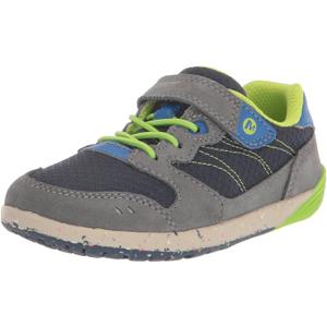 Merrell Bare Steps A83 Sneaker, Navy/ Green, 7.5 US Unisex Little Kid