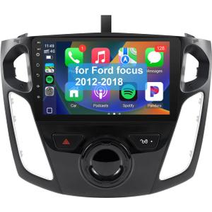 Leadfan Car Radio for Ford Focus 2012-2018 Stereo with Wireless Carplay Android Auto, 9'' Touchscreen for Ford Focus GPS Navigation Bluetooth WiFi Rear Camera FM Mirrorlink Split Screen SWC
