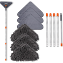 NWGOF Wall Cleaner Mop with 79 Inches Long Handle, 360° Wall Washer Cleaner Tool for Walls/Ceiling Fans/Dust/Baseboard/Floors Clean, Ceiling Cleaner Tool Duster with Squeegee 6 Replacement Pads
