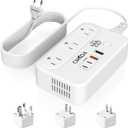 220V to 110V Voltage Converter, 350W Pure Sine Wave Voltage Converter US to Europe with 35W PD 2 Type C Port 2 USB A Port, International Power Converter Combo Plug for International Travel White