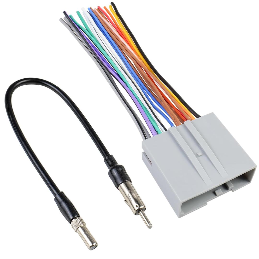 Stereo Wiring Harness Compatible with Ford F150 F250 F350 F450 F550 Explorer Expedition Escape Mustang Radio Wire Harness Lincoln Mercury 24Pin Car Stereo Connector Radio Antenna Adapter