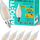 AMDTU E12 LED Candelabra Bulb 25 Watt Equivalent Dimmable Frosted Candle Light Bulb Warm White 2700k Small Base CA10 Chandelier Light Bulb Long Lasting Dining Room for Chandelier Light,Ceiling Fan (6 Count (Pack of 1), 2w=20w 2700k Soft White)