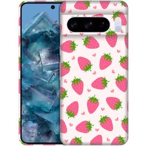 Back Case for Google Pixel 8 Pro 5G, Pixel 8 Pro Case with Stylish Strawberry Pink Pattern Design Printed Cute, Sleek Durable Hardshell Protective Phone Case for Pixel 8 Pro 5G