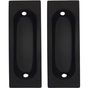 QCAA Solid Brass Rectangular Flush Pull, 3x1-1/8x3/8", Matte Black, 2 Pack