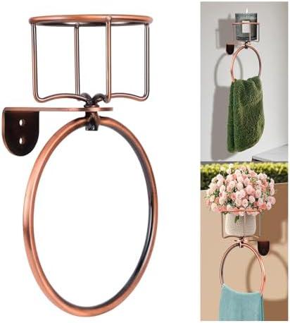 1Pcs Vintage Towel Ring with Candle Holder – Unique Antique Rustic Bathroom Accessories, Towel Holder, Wall-Mounted, Sturdy (Antique)