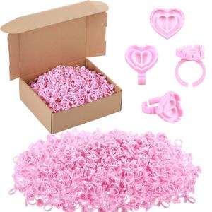 Glue Rings for Eyelash Extensions Lash Disposable Lash Glue Rings for Beauty Salons Holder Fanning Cups Eyelash Extension Supplies(1000 Pcs,Heart Style)