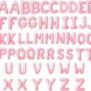 52 Pieces 16 Inches A-Z Letter Balloons  2 Sets of Alphabet Mylar Balloon (Each Letter Includes 2 Balloons) for Party Decorations, Birthday, Graduation and Hanging Alphabet Banners (Pink)