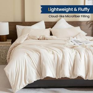 Beige Comforter California King, Cream Oversized King Comforter, Lightweight Solid Neutral Bedding Duvet, All Seasons Soft Cal King Comforter  (104x96In)