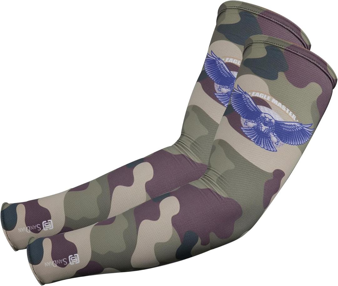 10 x Pair Pack, Golf Sports Arm Sleeves, Cool Thin Fabric, One Size Stretch Fit Most Men and Women, UPF 50 Protection (Camouflage)