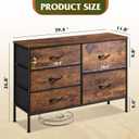 WLIVE Dresser for Bedroom with 5 Drawers, Wide Chest of Drawers for Bedroom, Fabric Dresser for Living Room, Closet, Hallway, Rustic Brown Wood Grain Print