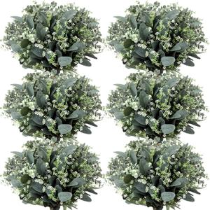 Janinka Mixed Eucalyptus Leaves Stems Bulk with White Seeds Artificial Silver Dollar Leaves Sprays Faux Oval for Wreath Garland Floral Bouquets Arrangement Wedding Greenery Decoration (40)