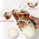 Ginkgo 32 oz Clear Plastic To Go Cups with Lids and Wide Straws, 25 Pack Sturdy & Leak-Proof Disposable Iced Coffee Cups for Smoothies, Boba Tea, Dirty Soda & Cold Drinks