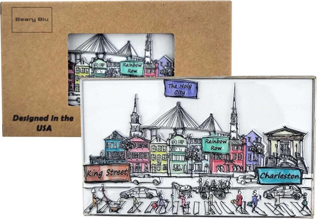 2 x Cities Around The World Artwork Fridge Magnet Series - Designed in The USA - Collectible Souvenir & Gift (Charleston)