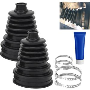 2 CV Boot Kits (Axle Boot Kits) with 4 Stainless Steel Clamps and 1 Grease Tube  Universal CV Joint Boot for Axle Shaft Size 19mm-24mm, Protects CV Axle