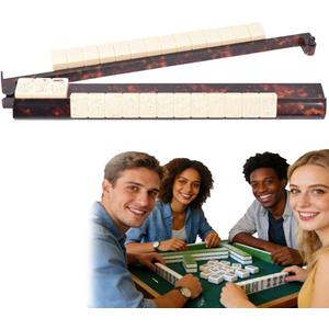 CANIPHA 4pcs Tortoise Mahjong Racks with Pushers, Stylish Tile Holders for American Mahjong, ABS Game Night Accessories, for Women & Players
