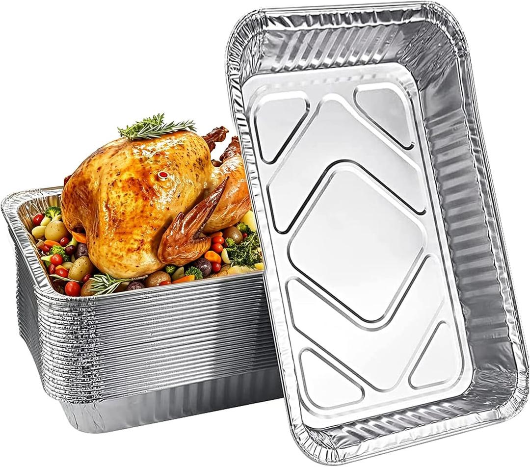 21"x13" Full Size Aluminum Foil Pans(20 Pack)Large Disposable Tin Foil Pans, FullSize-20pk