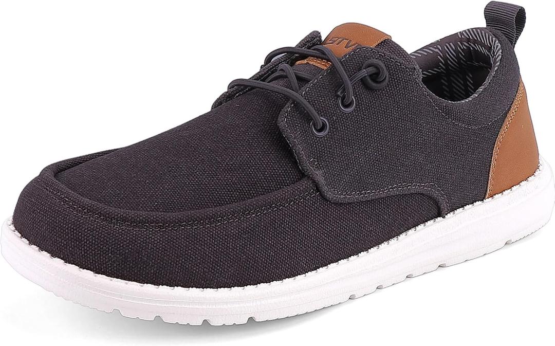 ASITVO Mens Wide Canvas Loafers Slip on Big Size Walking Shoes Width Toe Box Casual Dress Shoes 9.5