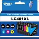 LC401XL Ink Cartridges for Brother Printer Compatible for LC401 Ink Cartridges for MFC-J1010DW MFC-J1012DW MFC-J1170DW Printer 6 Pack (3 Black, 1 Cyan, 1 Magenta, 1 Yellow)