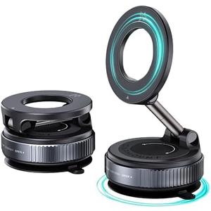 CARMOUNT Clutch–X One – Cell Phone Car Mount for iPhone – 360° Magnetic Phone Holder for Car, 96LBS Suction Cup Phone Mount for Car & Phone Holder for Desk, Metal Strut (Black)